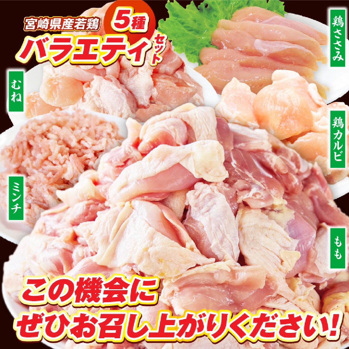 【カット済み】宮崎県産若鶏バラエティセット 計3.2kg 国産 鶏肉 若鶏 もも肉 モモ むね肉 ムネ 肩肉 ささみ ミンチ 小分け カット 冷凍