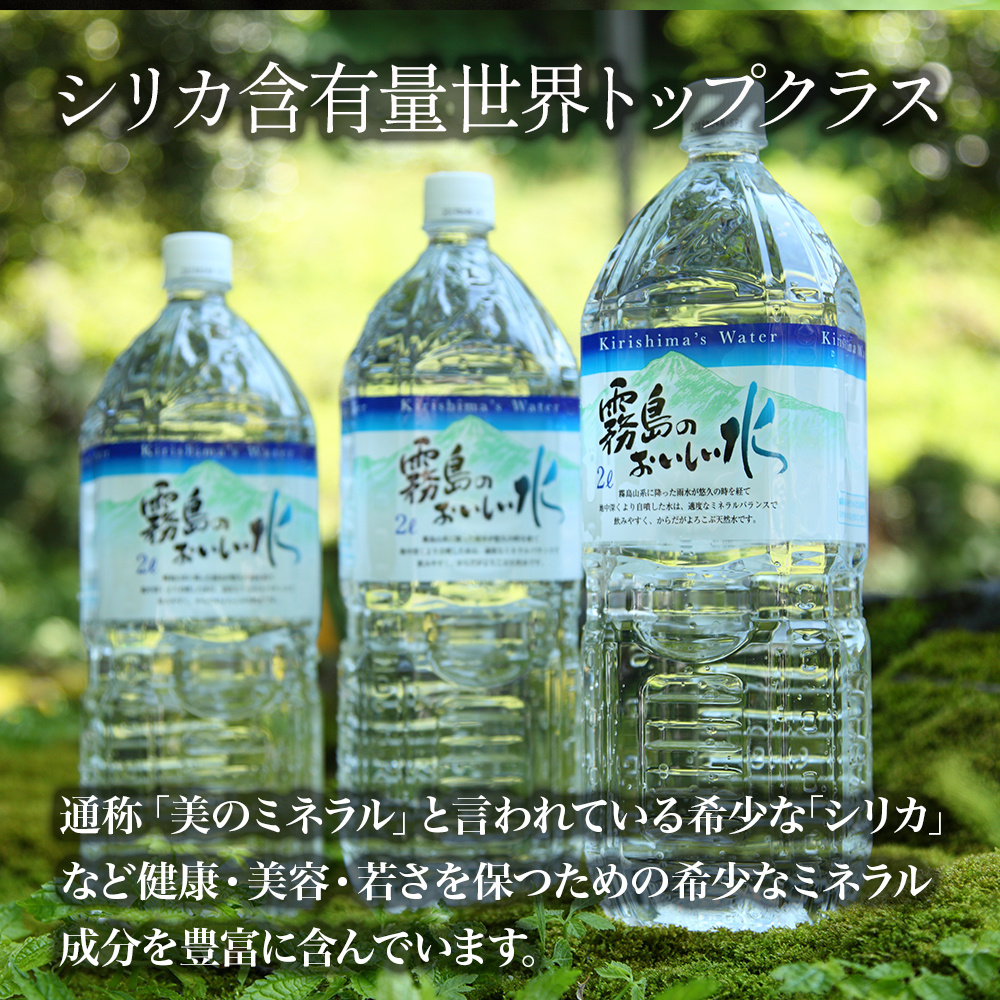 【ミネラルたっぷり天然水】霧島のおいしい水 2L×6本 2箱（ミネラルウォーター 天然水 水 中硬水 シリカ シリカ水 ミネラル 美容 健康 人気 霧島 宮崎県 小林市）