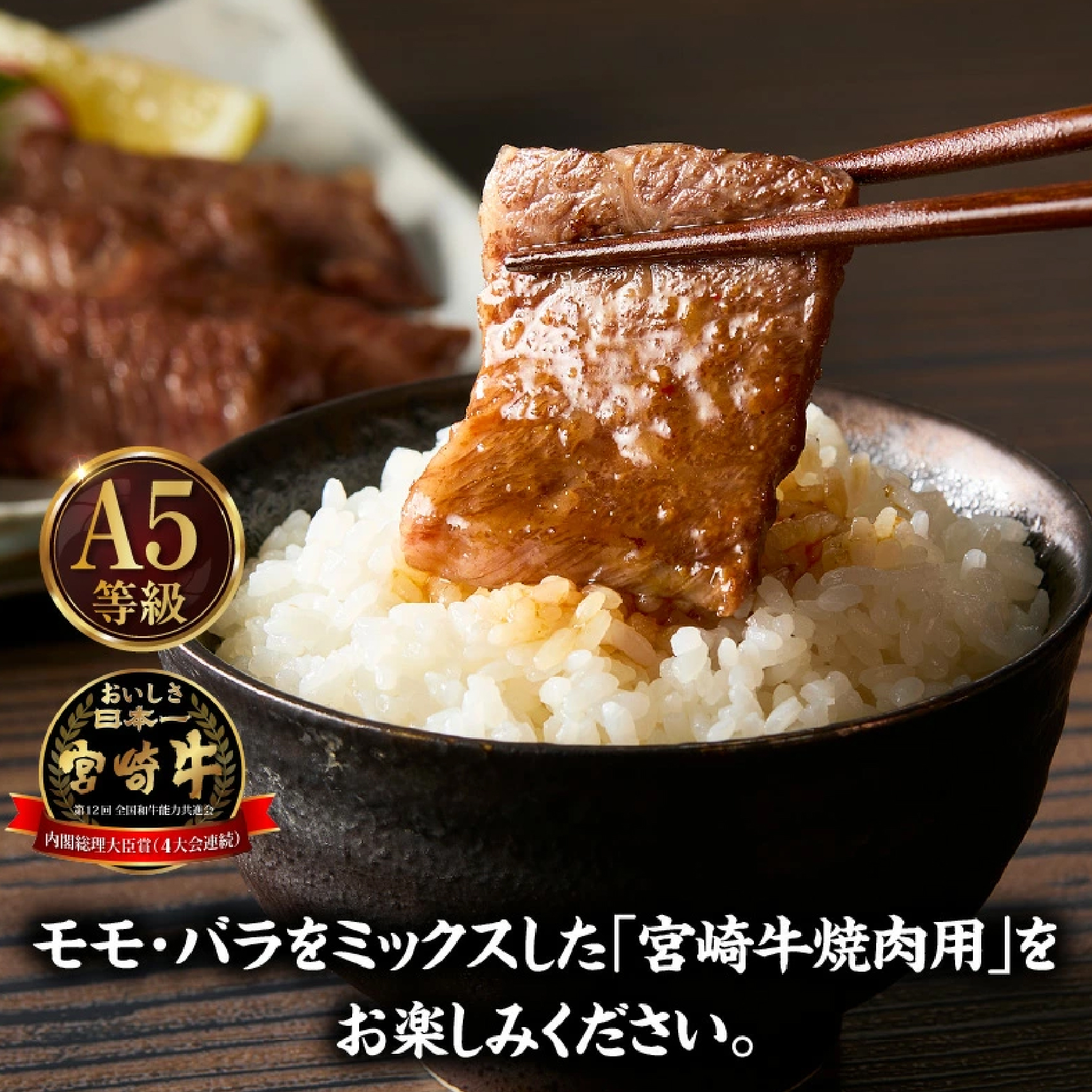 【A5等級宮崎牛】焼肉用モモ・バラ500g（小林市産）(ミヤザキギュウヤキニクヨウ)