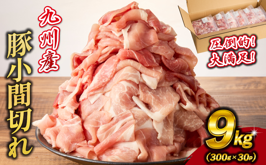 【大容量!!】九州産豚小間切れ 9kg 300g×30P（国産 豚 豚肉 小間切れ 豚小間 豚こま 切り落とし 真空 小分け 冷凍 宮崎県 小林市 ）