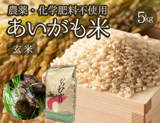 [安心安全!合鴨農法]あいがも米(玄米ヒノヒカリ) 5kg 国産 お米 米 玄米 ヒノヒカリ 無農薬