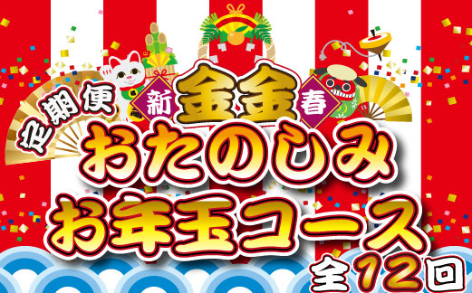 【定期便・全12回】新春おたのしみ お年玉コース 金金（牛肉 豚肉 鶏肉 フルーツ 2025 スイーツ 先行予約 定期便 宮崎 小林市）