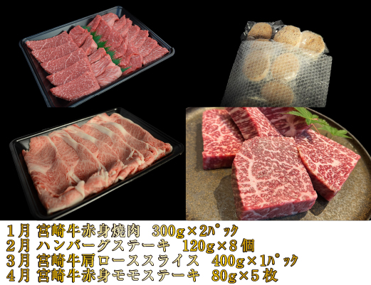 【お肉の定期便】百名店 極コース 全12回（牛肉 和牛 黒毛和牛 宮崎牛 ステーキ シャトーブリアン モモ サーロイン 赤身 定期便）