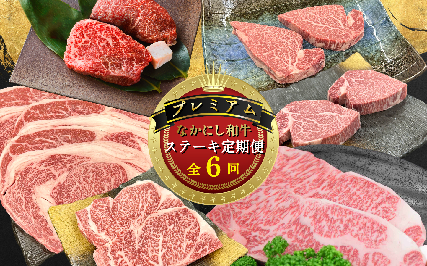【定期便 全6回】宮崎県西ノ原牧場・なかにしプレミアム和牛ステーキ定期便（牛肉 黒毛和牛 ステーキ サーロイン モモ 定期便 A4 A5）