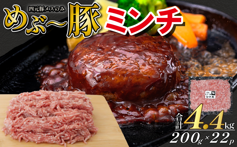 【地元ブランド豚】めぶ～豚 豚ミンチ 4.4kg（豚肉 白豚 豚 肉 お肉 ミンチ ミンチ肉 ひき肉 挽肉 ハンバーグ）