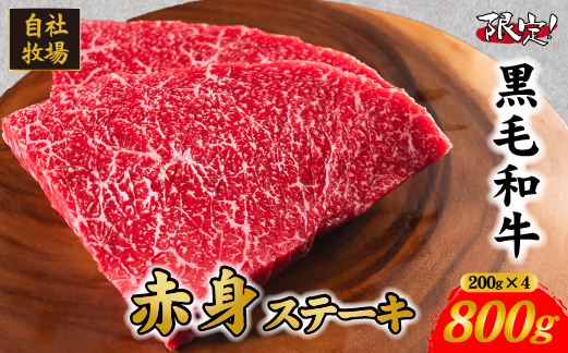 【年末限定！】小林市産 黒毛和牛 赤身ステーキ 200g×4枚（牛肉 国産牛 黒毛和牛 和牛 赤身 ステーキ）