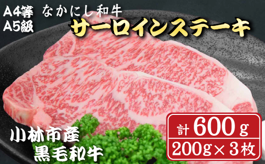 【A4等級以上】なかにし和牛サーロインステーキ600g（200g×3枚 国産 牛肉 和牛 サーロイン ステーキ 生産者直送 送料無料）