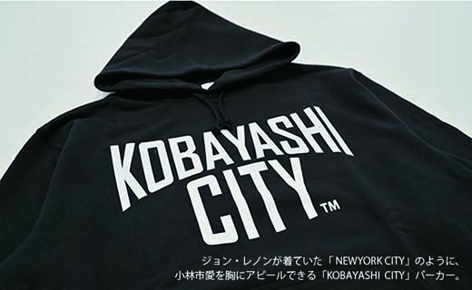 【ブラック/L（ユニセックス）】「KOBAYASHI CITY」スウェット プルオーバー パーカ （裏パイル）10.0オンス