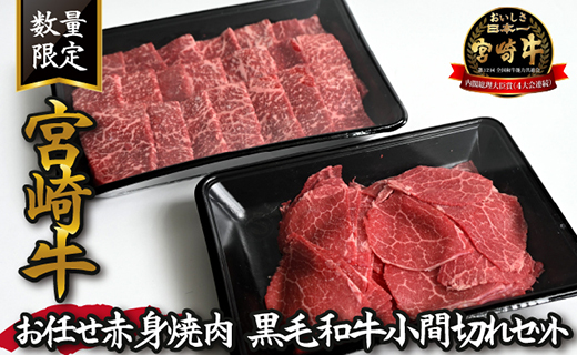 【特別提供品】宮崎牛お任せ赤身焼肉と黒毛和牛小間切れセット