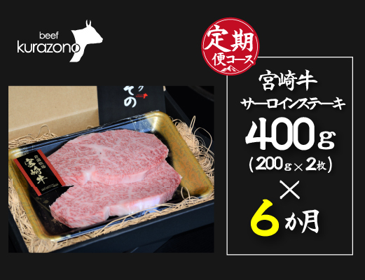 【定期便・全6回】小林市産宮崎牛特選サーロインステーキ（200ｇ×２枚×6ヶ月）