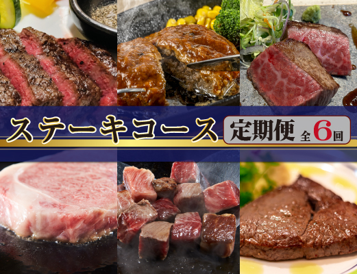 【ステーキ定期便】百名店ステーキコース 全6回（牛肉 黒毛和牛 ヒレ モモ サーロイン ロース ハンバーグ 赤身 希少部位 定期便）