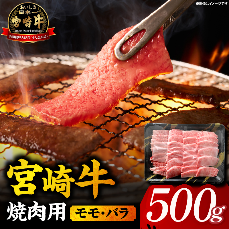 【A5等級宮崎牛】焼肉用モモ・バラ500g（小林市産）(ミヤザキギュウヤキニクヨウ)
