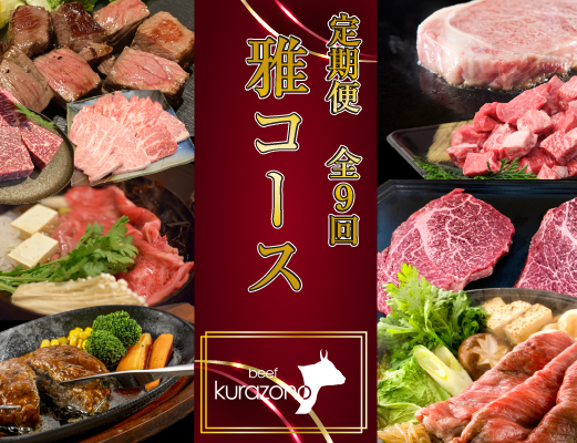 	【お肉の定期便】百名店 雅 コース 全9回（牛肉 黒毛和牛 和牛 宮崎牛 モモ 赤身 サーロイン ロース ヒレ ステーキ 定期便）