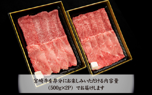 【A4等級以上】宮崎牛 おためし すき焼き 500g×2P（国産 牛肉 肉 宮崎牛 黒毛和牛 モモ ウデ 赤身 すき焼き 人気 特別提供）