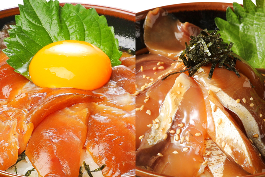 海鮮丼 漬丼 全5種 8食 セット [請関水産 宮崎県 日向市 452061675] ブリ マダイ マグロ サーモン カツオ 海鮮丼の具 海鮮丼セット 食べ比べ 冷凍 漬け丼 簡単 個包装 時短 お茶碗盛り