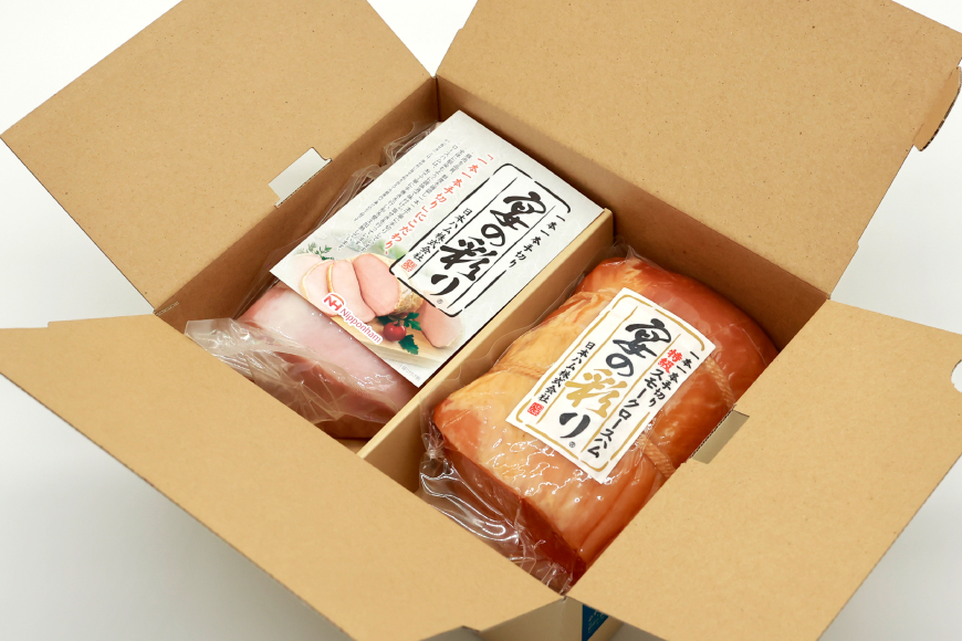 ハム 宴の彩り 2種 詰め合わせ 食べ比べ 計1.22kg [日本ハムマーケティング 宮崎県 日向市 452060590] ニッポンハム はむ 豚 肉 ロースハム ステーキ ギフト 真空 冷蔵