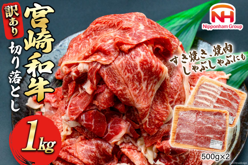 牛肉 訳あり 日本ハム 宮崎県産 和牛 切り落とし 500g 2p 計 1kg [日本ハムマーケティング 宮崎県 日向市 452060542] 冷凍 小分け 個包装 牛 すき焼き もも肉 モモ肉 牛バラ 牛肩