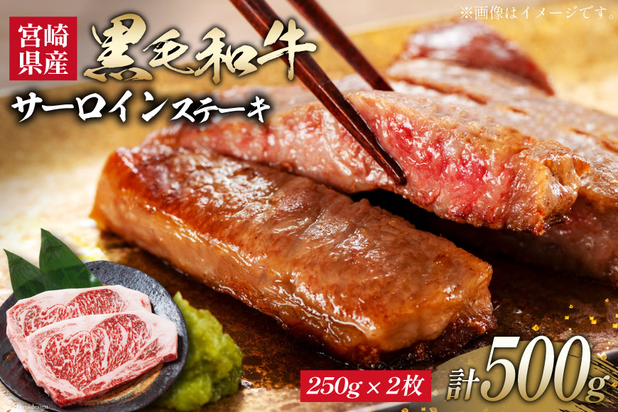 牛肉 黒毛和牛 宮崎産 サーロインステーキ(250g×2枚) 計500g [ウィズ・クリエイティブ 宮崎県 日向市 452060801] 和牛 肉 ステーキ サーロイン 冷凍 真空パック