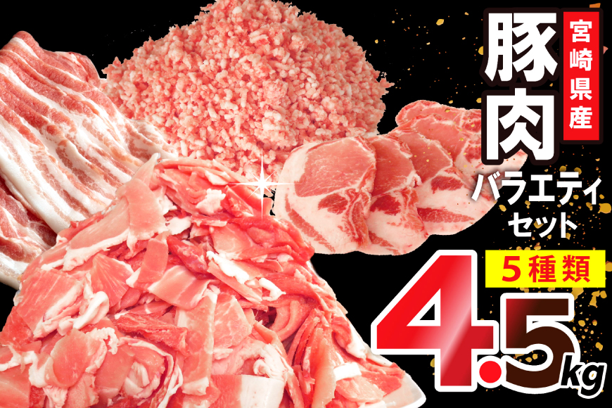 豚肉 宮崎県産豚肉 バラエティ セット 計4.5kg [南九フーズ 宮崎県 日向市 452061538] こま ミンチ 挽肉 ロース とんかつ しゃぶしゃぶ 生姜焼き 小分け