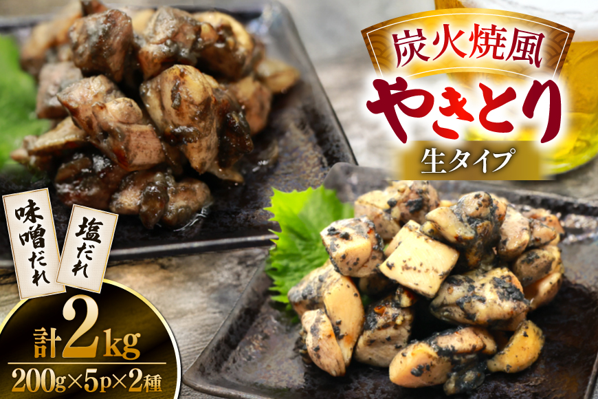 【新登場】 炭火焼鳥 炭火焼風やきとり 生タイプ 塩だれ 味噌だれ 各200g×5p 計10P [日本ハムマーケティング 宮崎県 日向市 452061511] 鶏もも 鶏 宮崎 おつまみ 酒のアテ 炭火焼 炭火焼き やきとり