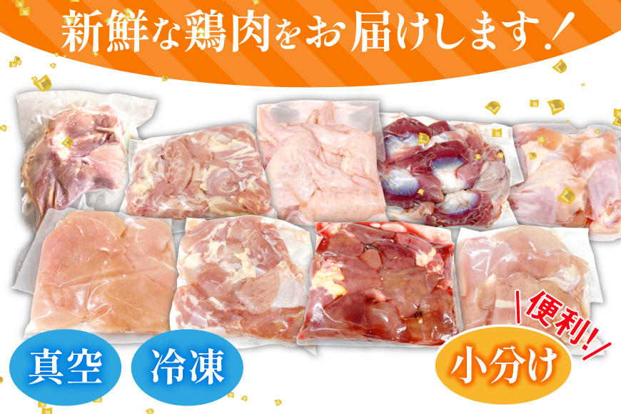鶏肉 業務用 宮崎県産 若鶏 もも切身 むね切身 筋なしささみ 砂肝 肝 手羽先 手羽中 手羽元 肩肉 小肉 骨付きもも 計 3.05kg セット [TRINITY 宮崎県 日向市 452061335] 小分け 冷凍 鶏もも肉 鶏むね肉 ささみ 詰め合わせ