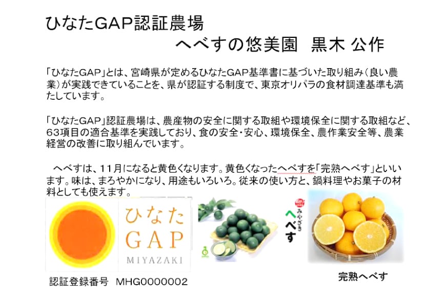 【期間限定発送】 おひさまへべす ひなたGAP認定 ふぞろい 2kg [へべすの悠美園 宮崎県 日向市 452060723] へべす ヘベス 宮崎 果物 フルーツ くだもの 柑橘 ポン酢 調味料 果汁