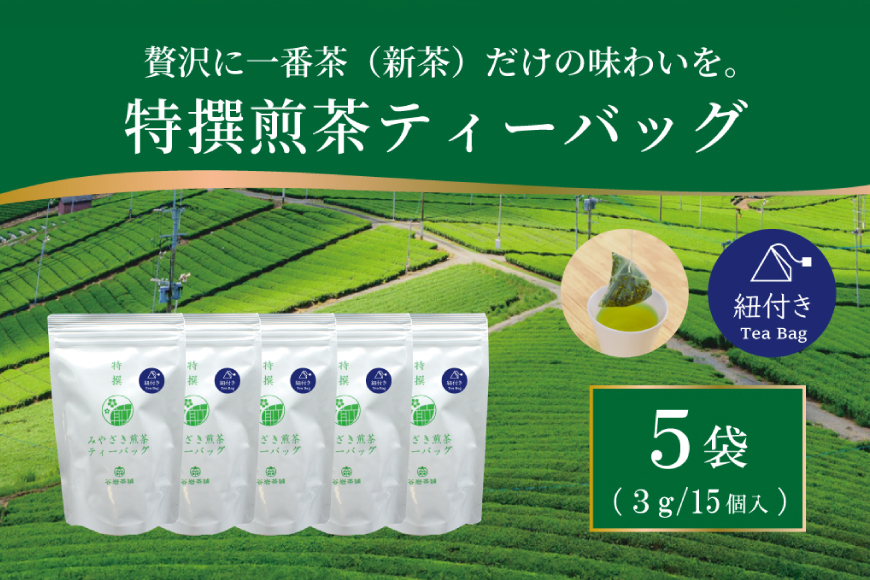 お茶 ティーバッグ 特撰 みやざき煎茶 紐付き 5袋 セット [谷岩茶舗 宮崎県 日向市 452061738] ティーパック 茶 茶葉 緑茶 新茶 お茶の葉