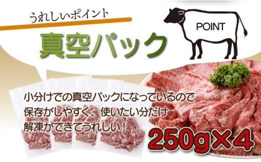 KU480＜2026年2月発送分＞宮崎県産 宮崎牛バラ焼肉用 250g×4パック 合計1kg