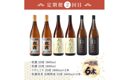 【定期便・全3回】蔵元厳選！ 一升瓶6本飲み比べ定期便3回コース 合計18本 32.4L_K013-T001