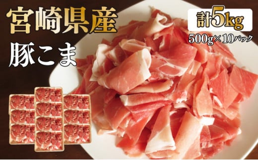 KU231 【数量限定】宮崎県産豚こま　計5kｇ(500ｇ×10パック)　炒め物や煮物にもオススメ！