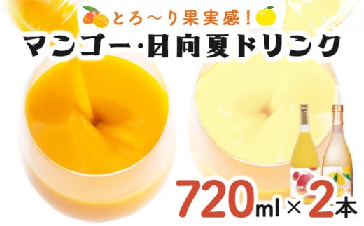 KU122 あふれる果実感！マンゴー・日向夏ドリンク２本セット(各720ml)【宮崎果汁】