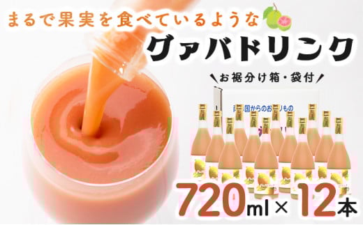 KU113 まるで果実を食べているような！グァバドリンク12本セット各720ml)【宮崎果汁】