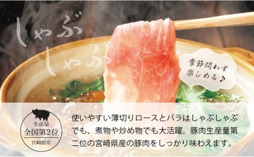 KU091 【数量限定】宮崎県産豚 ロース500g・バラスライス500g 計1kg　便利な個包装