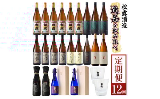 KU078 【定期便・全12回】松露酒造 10銘柄を楽しむ年間定期便 12回コース 計22本 串間市の逸品を飲み比べ【松露酒造】