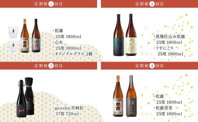 KU078 【定期便・全12回】松露酒造 10銘柄を楽しむ年間定期便 12回コース 計22本 串間市の逸品を飲み比べ【松露酒造】