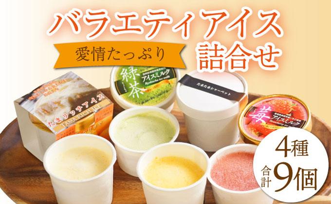 AQ-A2 愛情たっぷりバラエティアイス詰合せ(4種・合計9個)いちご、きんかんたまたま、緑茶など【たまたまクラブ】【AQ-A2】