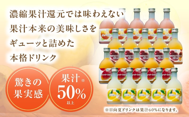 驚きの果実感！トロピカル飲み比べセット ハーフボトル20本セット(合計20本・各300ml×5本、マンゴー、グァバ、パッションフルーツ、日向夏)_K021-029