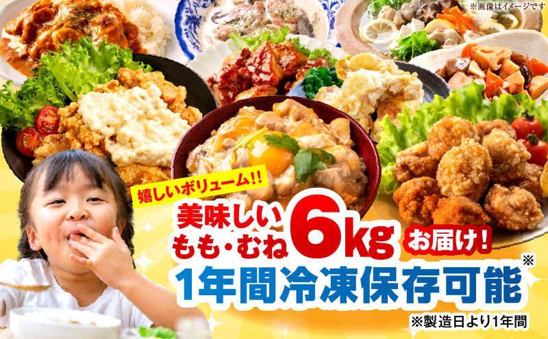 ＜2026年7月発送＞小分け＆パラパラ！宮崎県産鶏もも・むねカット合計6kg 肉 お肉 鶏肉 鶏 鶏ムネ パック 精肉 鶏モモ むね肉 ムネ もも肉 小分け 鳥肉 宮崎県産 人気 贈り物 おすそ分け 宮崎県 串間市 _K043-036-2607