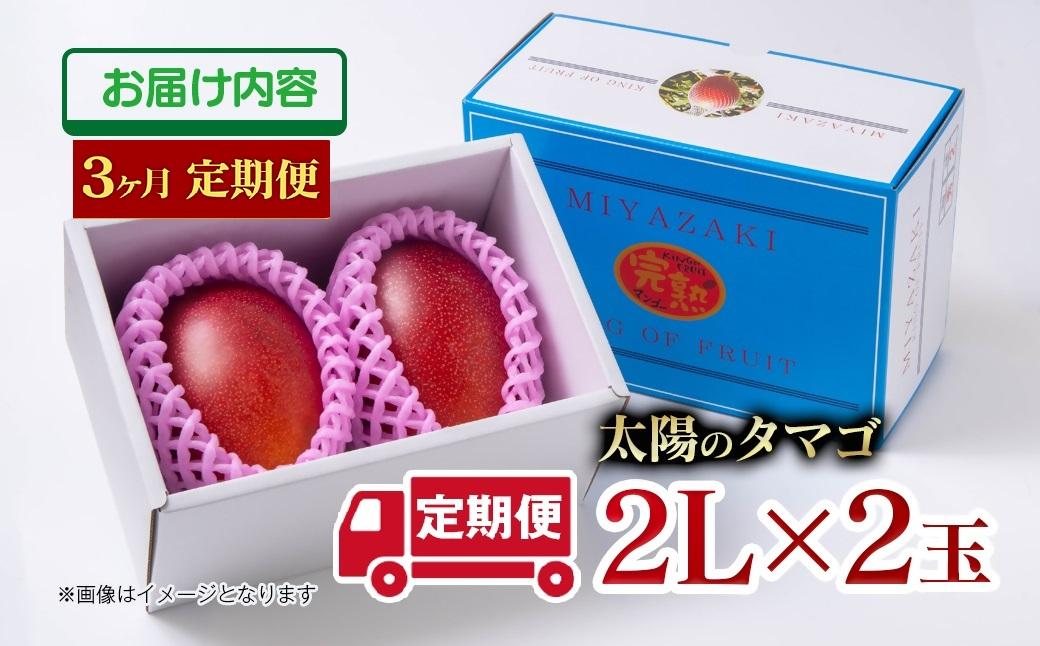 【3カ月定期便】先行予約　最高級ブランド『太陽のタマゴ』2L×2個×3回【糖度15度以上】宮崎県西都市産完熟マンゴー＜11-7＞宮崎マンゴー 果物 フルーツ 甘い