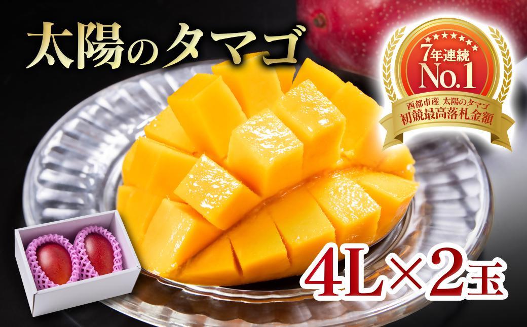 6月発送【先行予約】最高級ブランド『太陽のタマゴ』4L×2個【糖度15度以上】宮崎県西都市産完熟マンゴー＜5-16＞宮崎マンゴー 果物 フルーツ 甘い