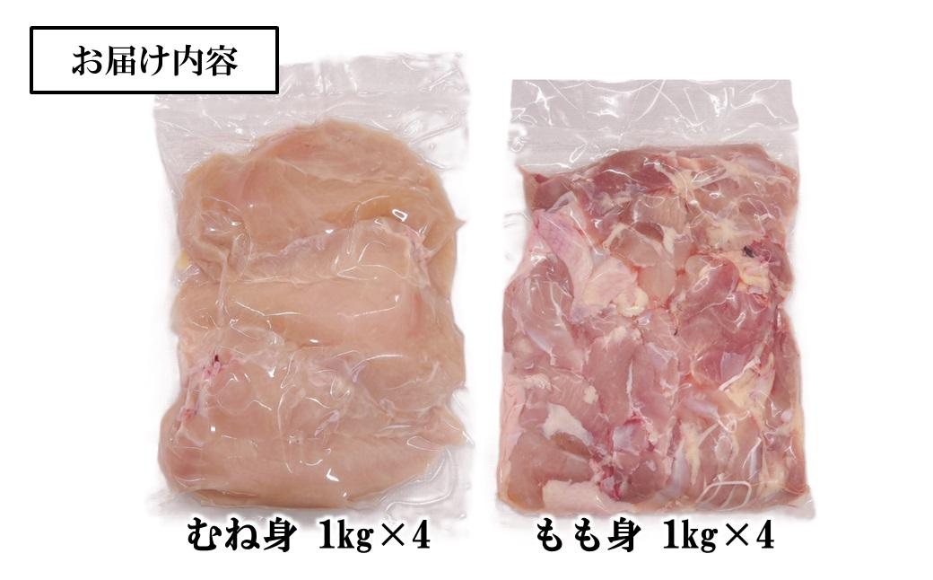 宮崎県産若鶏 もも肉 むね肉 合計8kg＜3.2-7＞