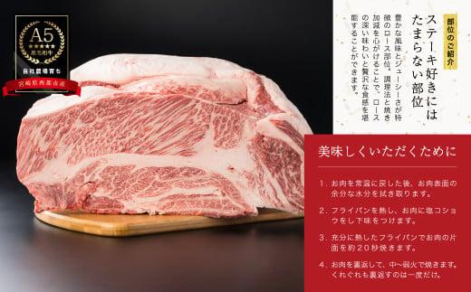 【父の日ギフト】A5等級黒毛和牛ロースステーキ 2枚（180ｇ×2）宮崎県産 カミチクファーム＜62-5a＞