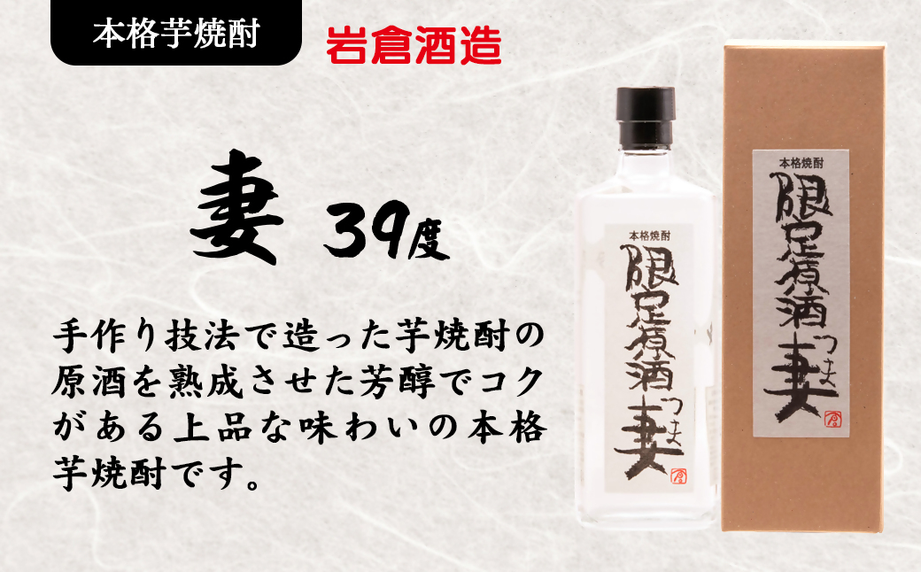 芋焼酎 『妻』25度・『原酒 妻』39度　720ml×2 飲み比べセット【岩倉酒造】＜7-31a＞