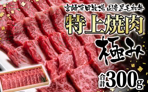 宮崎有田牧場 黒毛和牛稀少部位を含む 特上おまかせ焼肉極み300g 有田牧畜産業ブランドEMO牛 牛肉 焼肉 国産牛肉＜1.1-40＞