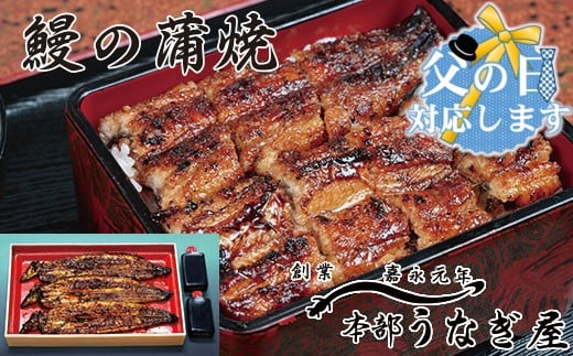 【父の日ギフト】本部うなぎ屋 鰻の蒲焼３尾 国産うなぎ 宮崎 蒲焼 鰻＜12-2a＞