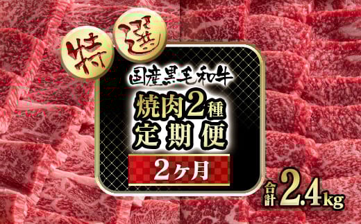 【2ケ月定期便】 黒毛和牛 特選焼肉食べ比べ2種 国産牛肉 ロース・赤身＜10-16＞