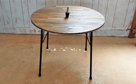 【天然無垢材】円形ダイニングテーブル アイアン脚　Interior G-S-S＜30-14a＞