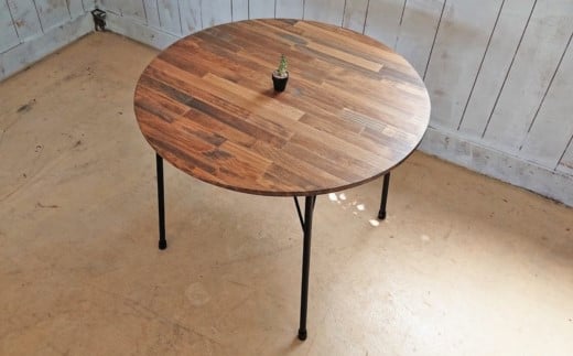 【天然無垢材】円形ダイニングテーブル アイアン脚　Interior G-S-S＜30-14a＞