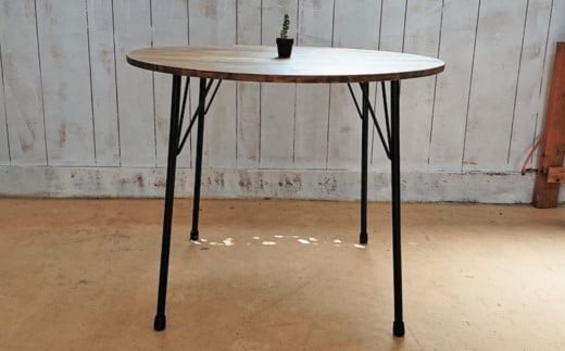 【天然無垢材】円形ダイニングテーブル アイアン脚　Interior G-S-S＜30-14a＞