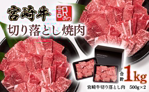 【11月発送】宮崎牛 赤身焼肉 1kg 500×2 訳あり 切り落とし焼肉 牛肉 4等級以上 ブランド牛 ミヤチク 内閣総理大臣賞4連覇＜2-15＞焼肉用 牛肉 赤身●